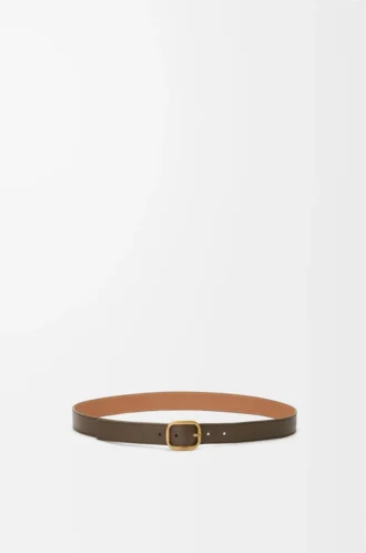 Ceinture souple arrondie en cuir de veau grainé souple Toundra/Or