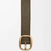 Ceinture souple arrondie en cuir de veau grainé souple Toundra/Or
