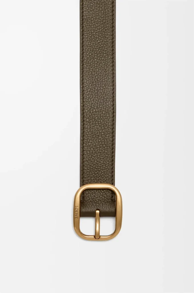 Ceinture souple arrondie en cuir de veau grainé souple Toundra/Or