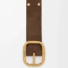 Ceinture souple arrondie en cuir de veau suédé Wood/Vintage Gold