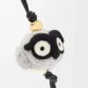 Charm hibou en feutre et cuir de veau gris clair/noir