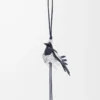 Charm Magpie en cuir de veau classique noir/argent