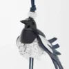 Charm Magpie en cuir de veau classique noir/argent