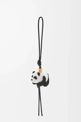 Charm Panda en feutre et cuir de veau Noir/Blanc