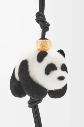Charm Panda en feutre et cuir de veau Noir/Blanc