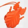Charm porte-clés insecte feuille en cuir de veau classique orange vif