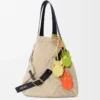 Charm porte-clés insecte feuille en cuir de veau classique orange vif