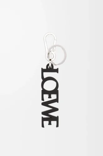 Charm signature LOEWE en cuir de veau lisse Noir
