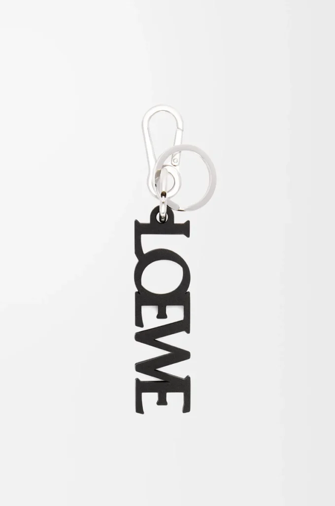 Charm signature LOEWE en cuir de veau lisse Noir