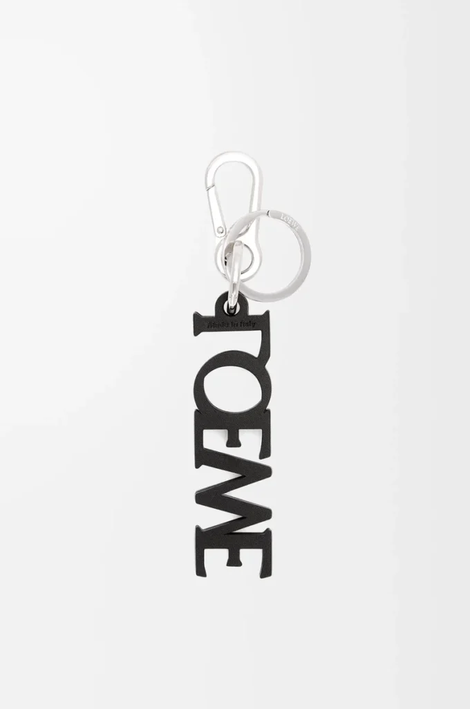Charm signature LOEWE en cuir de veau lisse Noir