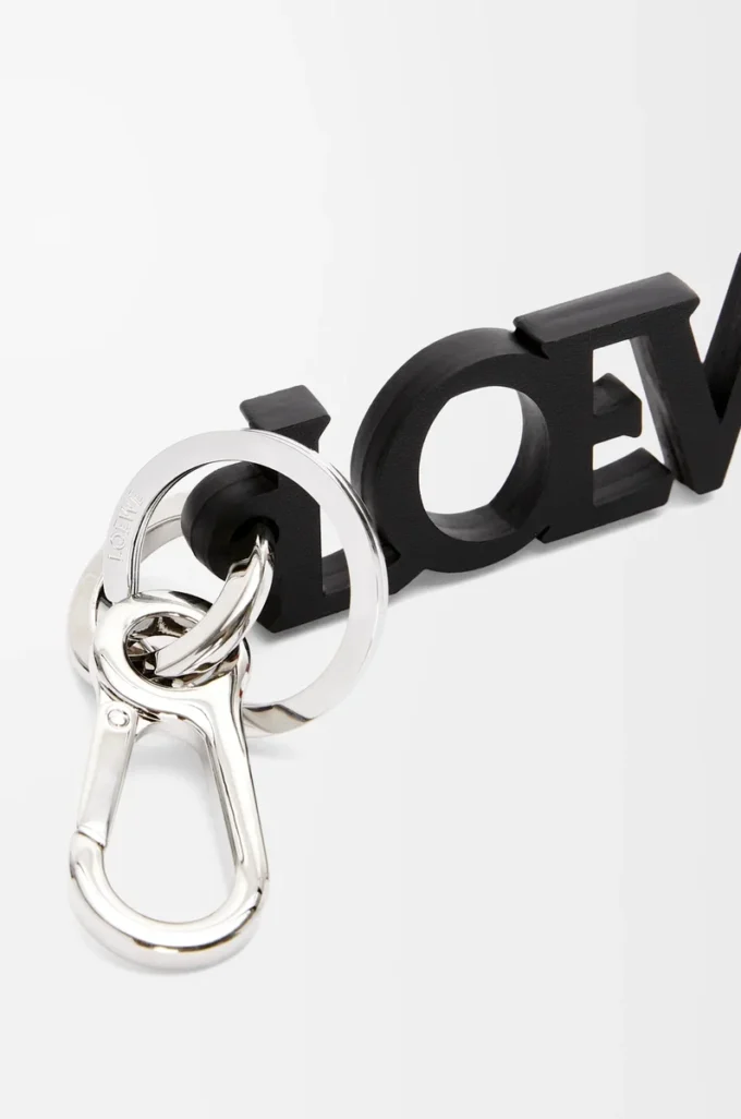Charm signature LOEWE en cuir de veau lisse Noir