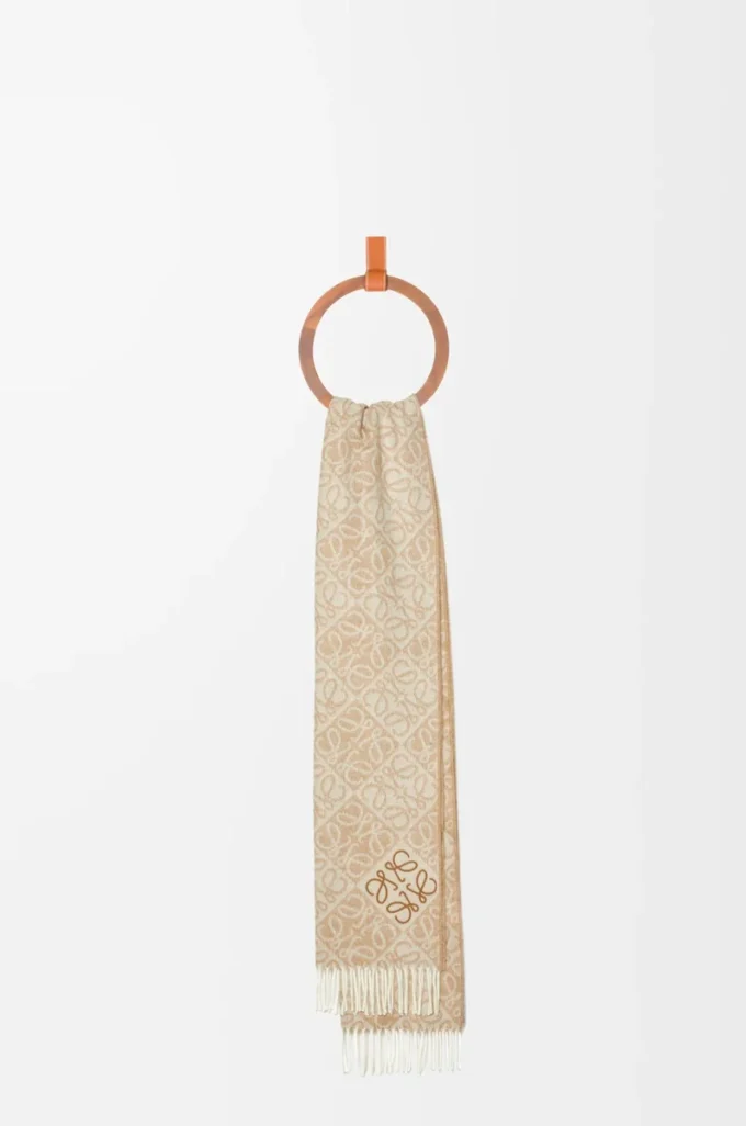 Écharpe Anagram en laine et cachemire Beige