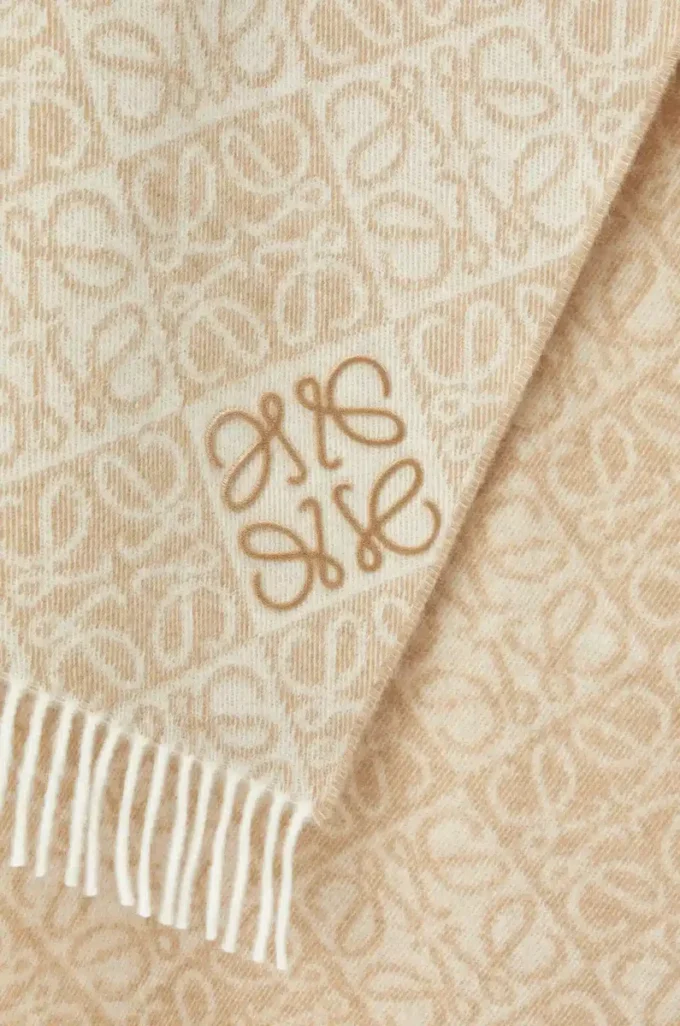 Écharpe Anagram en laine et cachemire Beige