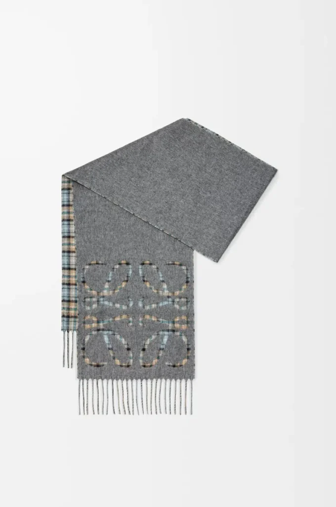 Écharpe Anagram en soie et cachemire Anthracite/Gris/Beige