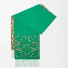 Écharpe Anagram en soie et cachemire vert/multicolore