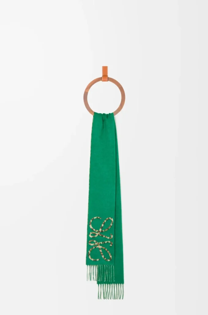 Écharpe Anagram en soie et cachemire vert/multicolore
