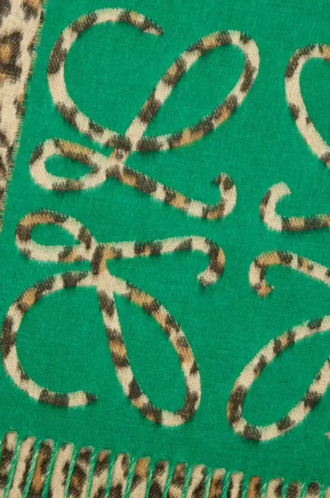 Écharpe Anagram en soie et cachemire vert/multicolore