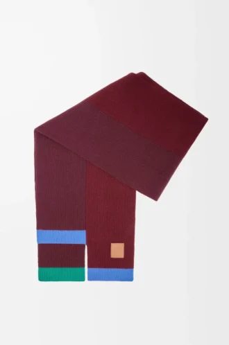 Écharpe asymétrique en laine Vert/Rouge/Multicolore