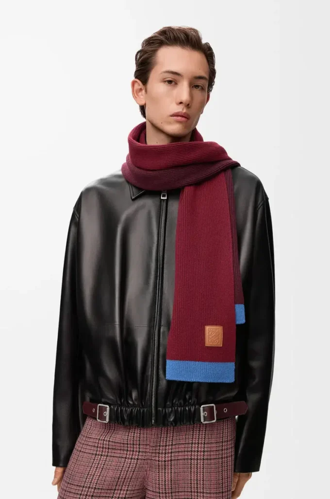 Écharpe asymétrique en laine Vert/Rouge/Multicolore