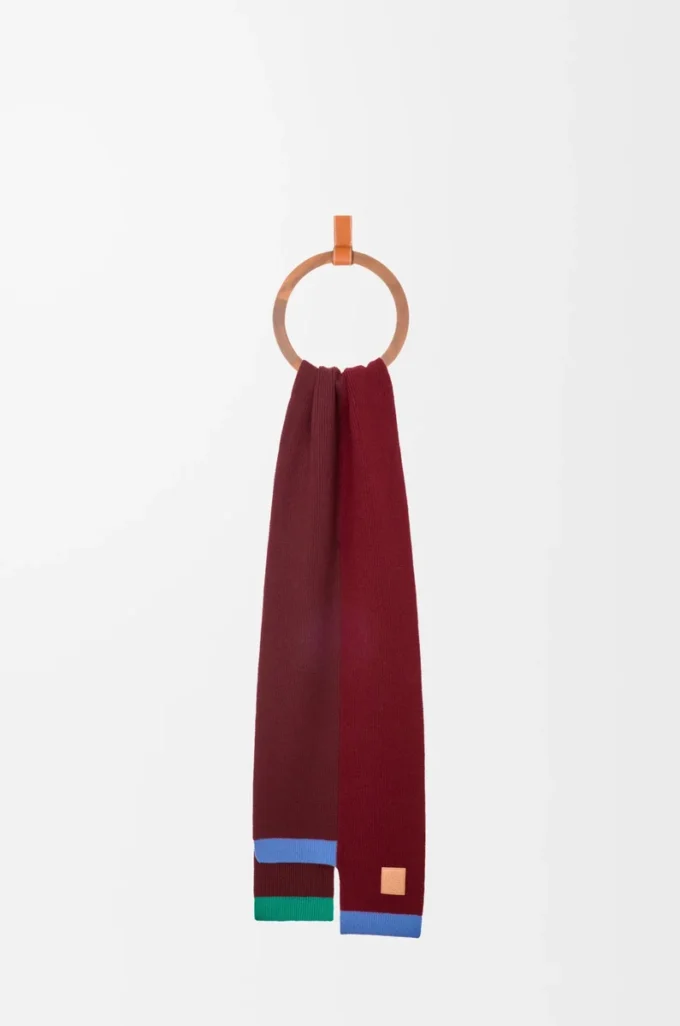 Écharpe asymétrique en laine Vert/Rouge/Multicolore