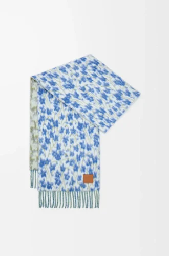 Écharpe en laine et alpaga mélangés Bleu/Multicolore