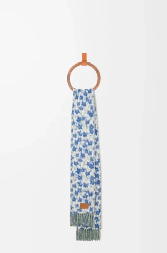 Écharpe en laine et alpaga mélangés Bleu/Multicolore