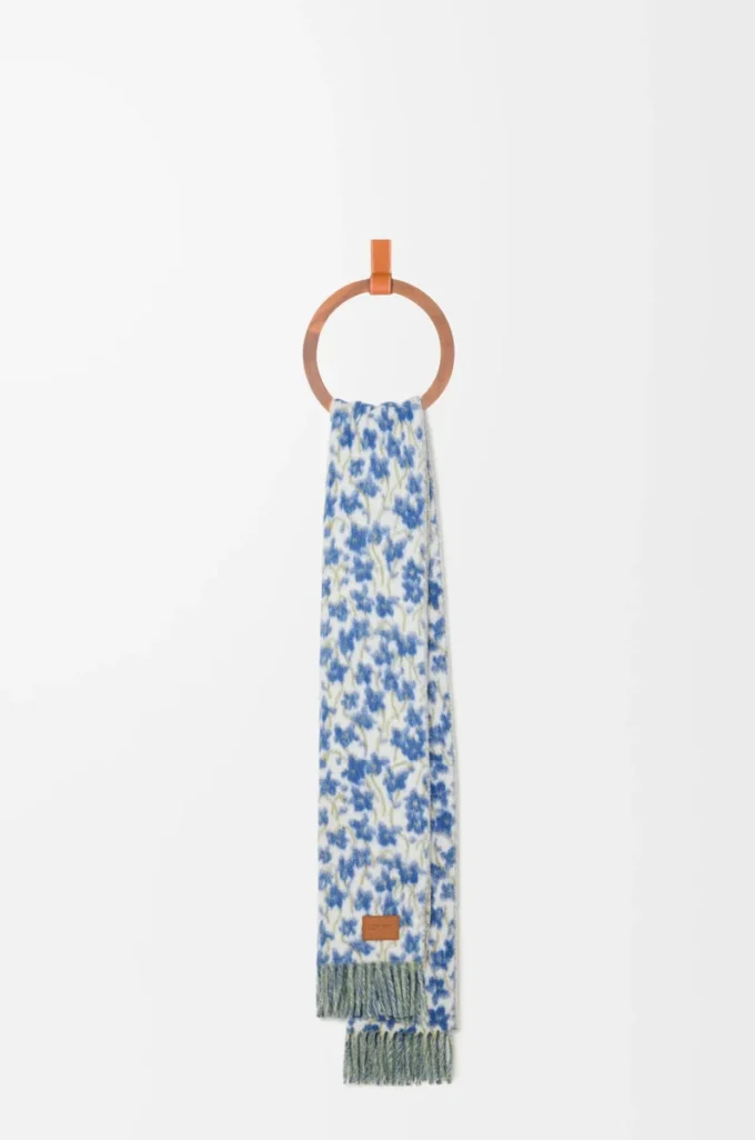 Écharpe en laine et alpaga mélangés Bleu/Multicolore