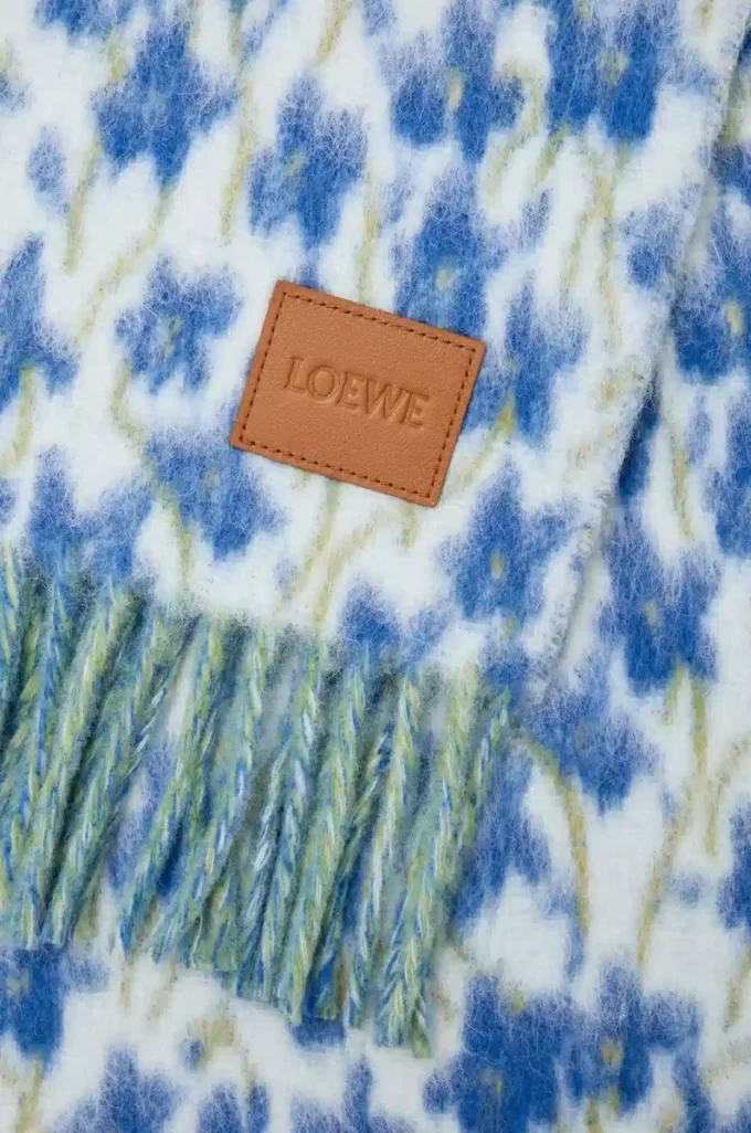 Écharpe en laine et alpaga mélangés Bleu/Multicolore