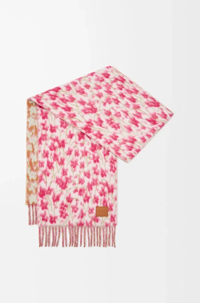 Écharpe en laine et alpaga rose/multicolore