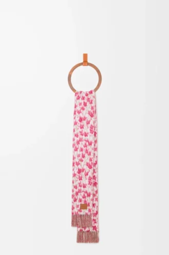 Écharpe en laine et alpaga rose/multicolore