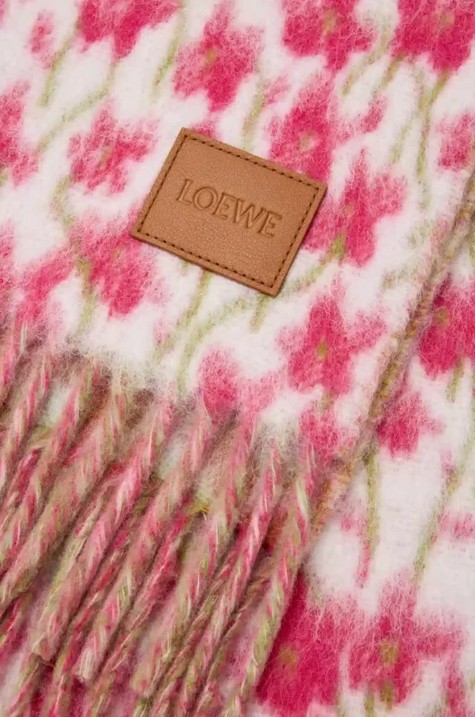 Écharpe en laine et alpaga rose/multicolore