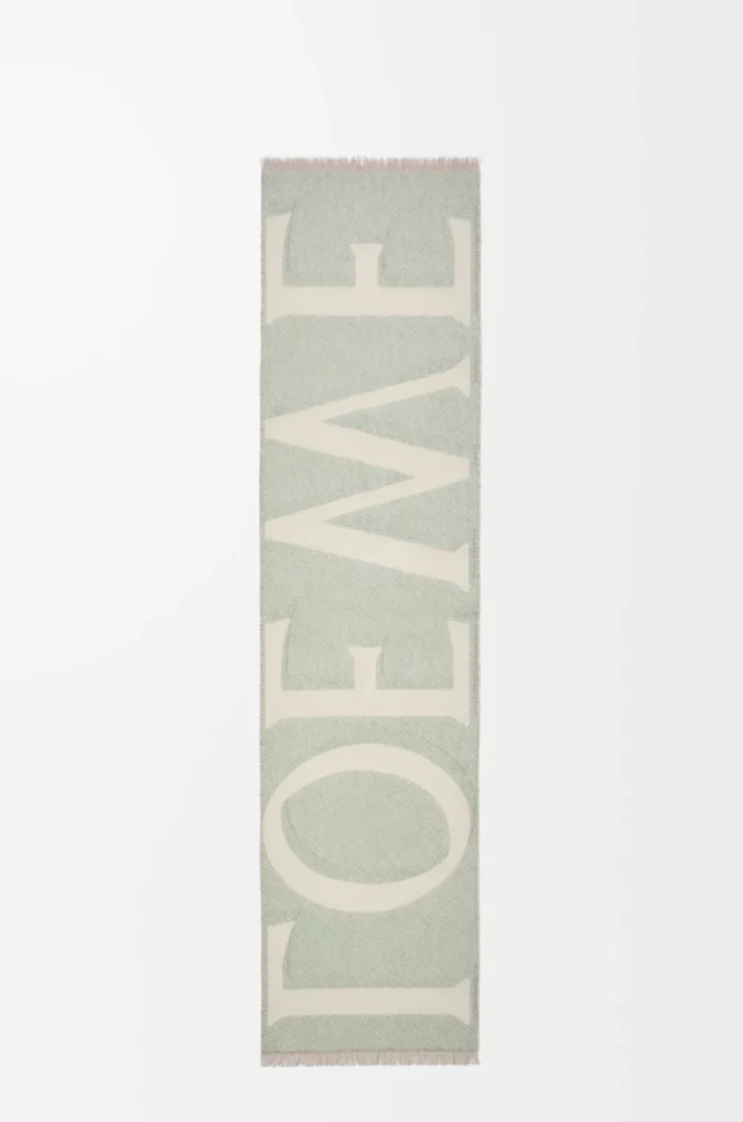Écharpe en laine et cachemire beige clair/vert clair