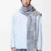 Écharpe en laine et cachemire bleu/blanc