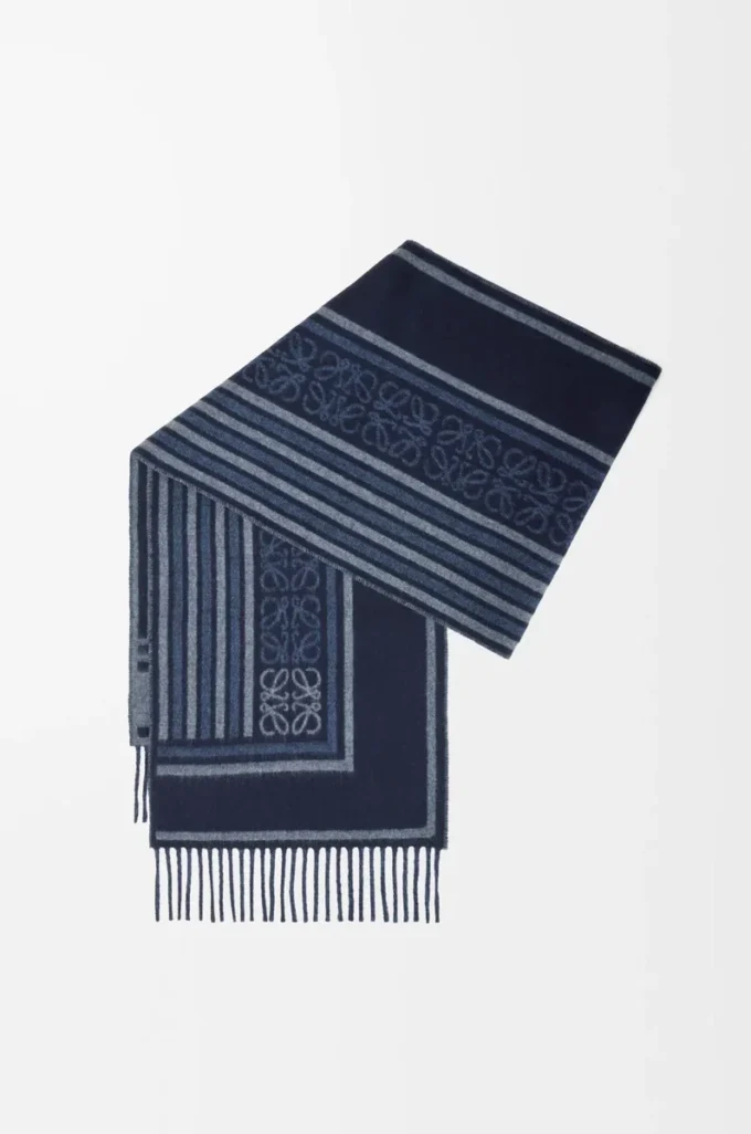 Écharpe en laine et cachemire bleu marine foncé
