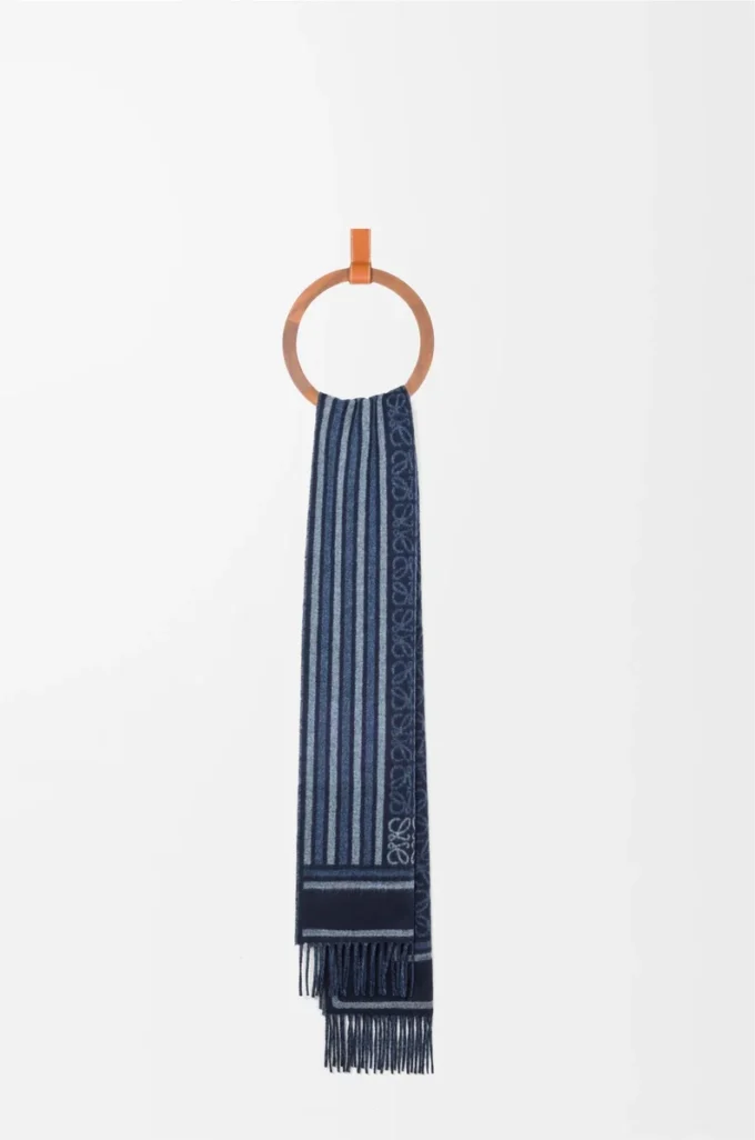 Écharpe en laine et cachemire bleu marine foncé
