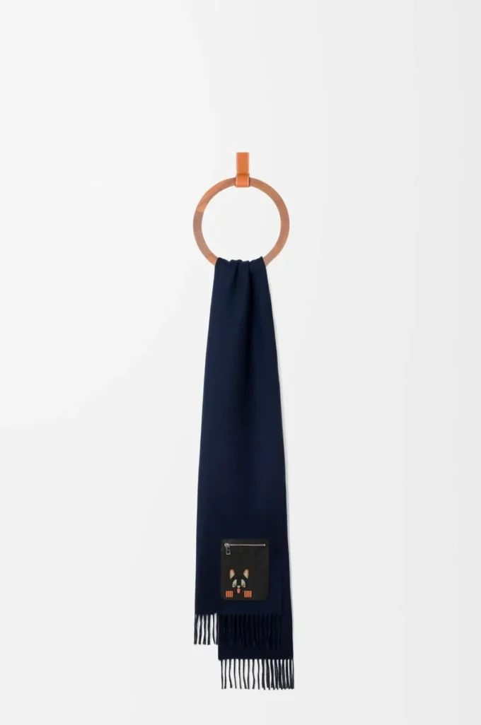 Écharpe en laine et cachemire bleu marine foncé
