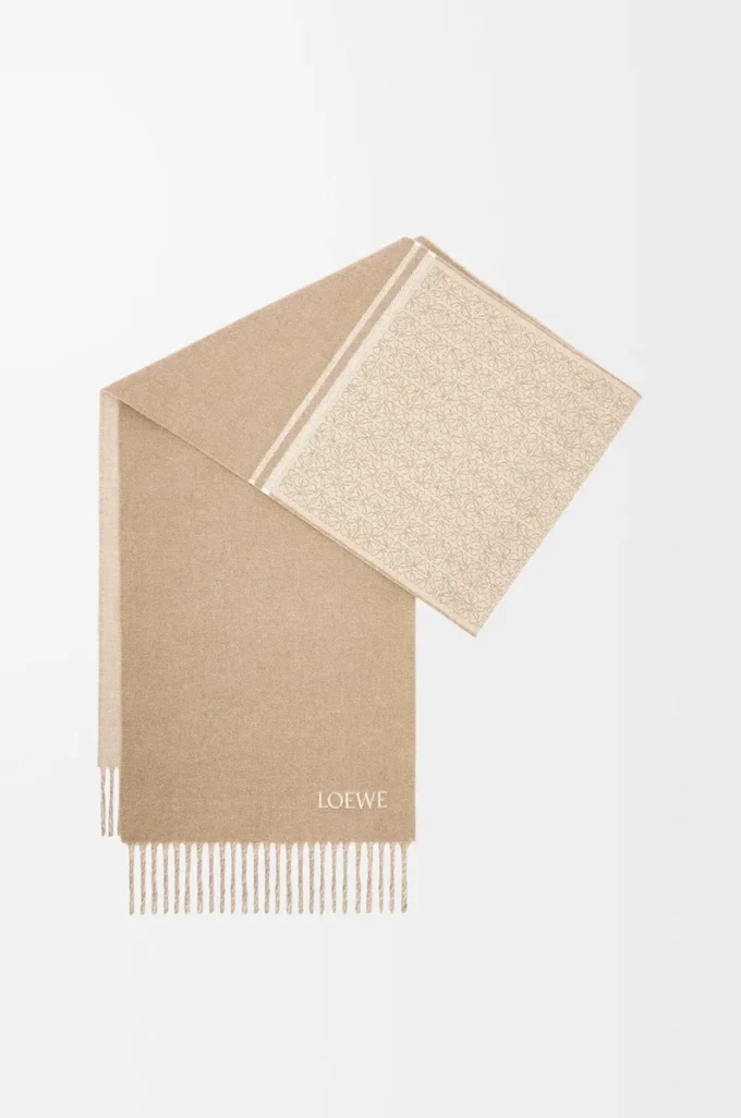 Écharpe en laine et cachemire Camel/Blanc Écharpe en laine et cachemire Camel/Blanc