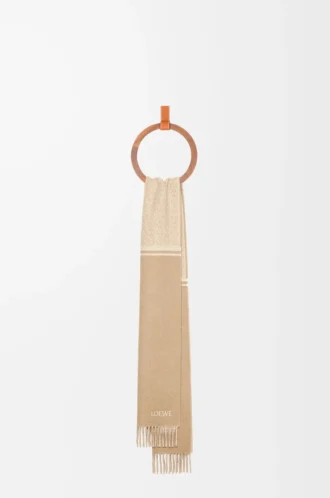 Écharpe en laine et cachemire Camel/Blanc