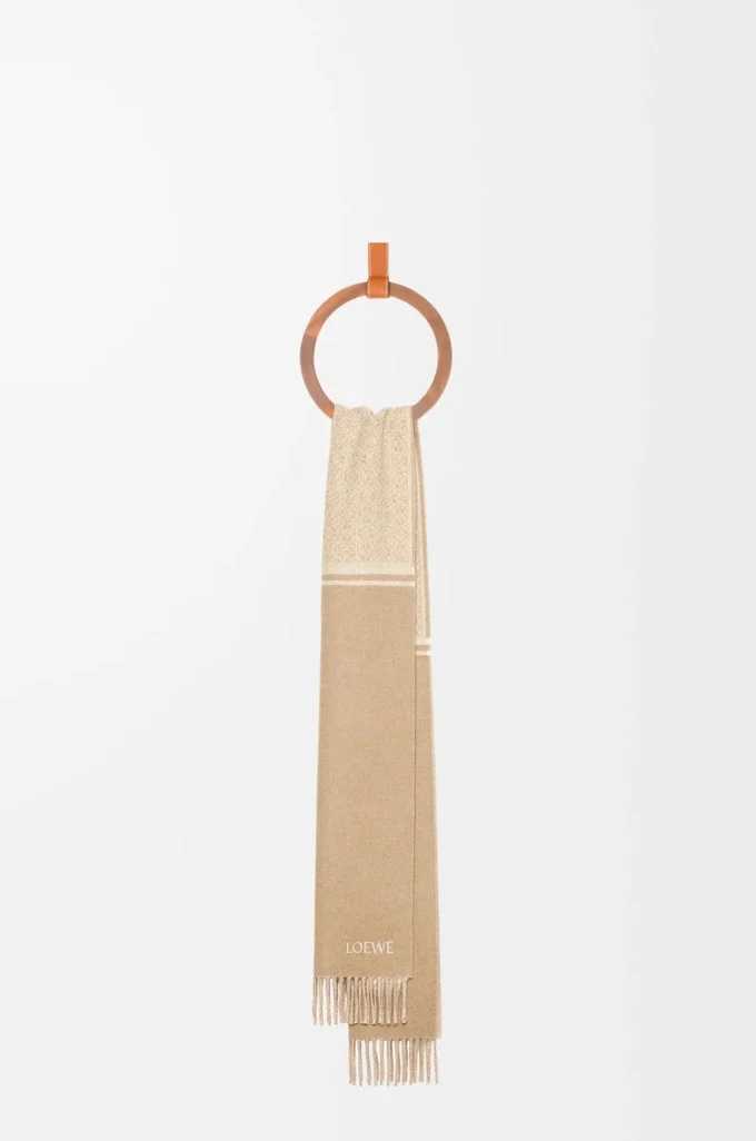 Écharpe en laine et cachemire Camel/Blanc Écharpe en laine et cachemire Camel/Blanc