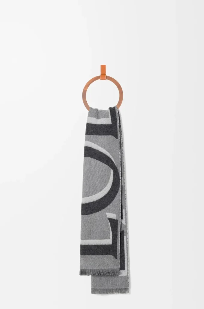 Écharpe en laine et cachemire Gris clair/Gris