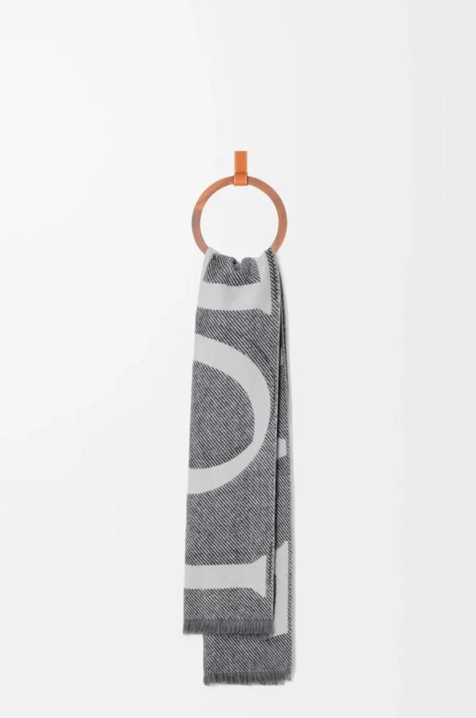 Écharpe en laine et cachemire Gris clair/Gris