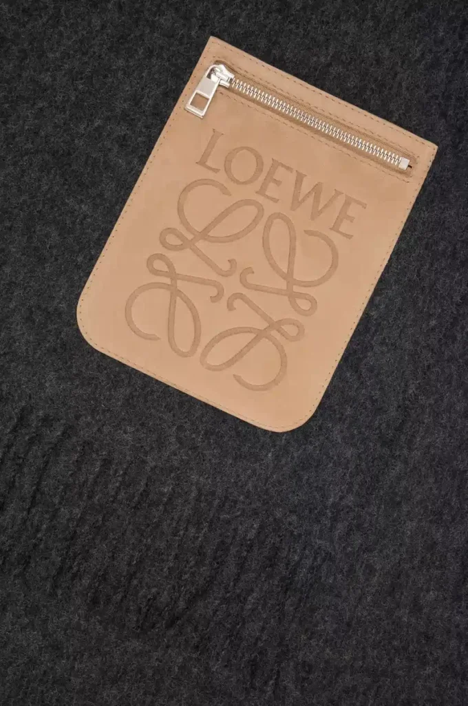 Écharpe en laine et cachemire gris foncé chiné