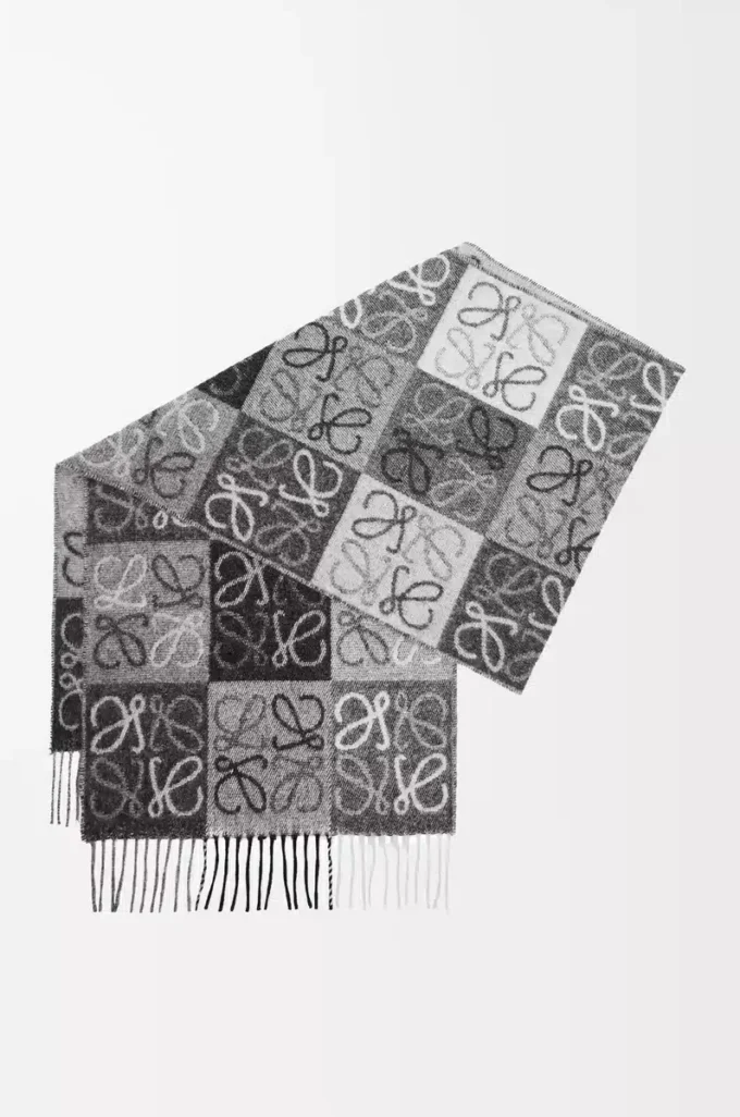 Écharpe en laine et cachemire Noir/Blanc