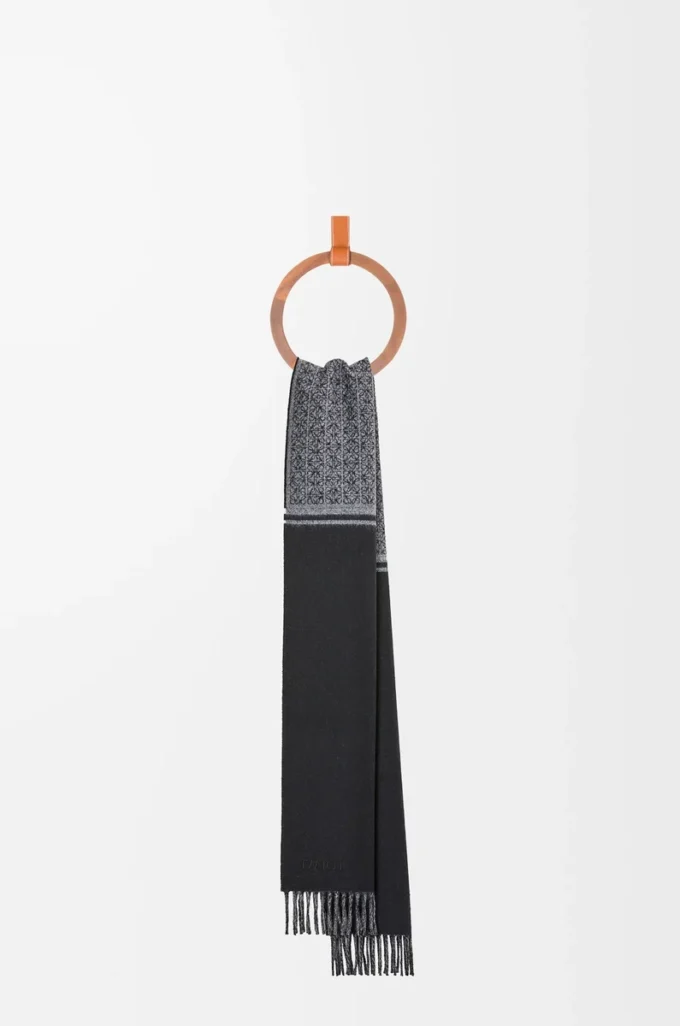 Écharpe en laine et cachemire Noir/Gris