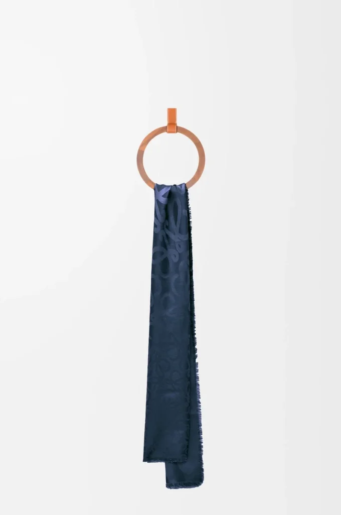 Écharpe en soie et laine Bleu marine