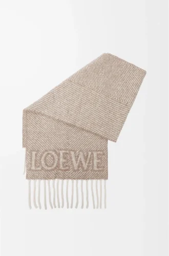 Écharpe LOEWE en mélange d&rsquo;alpaga et de laine Beige/Écru