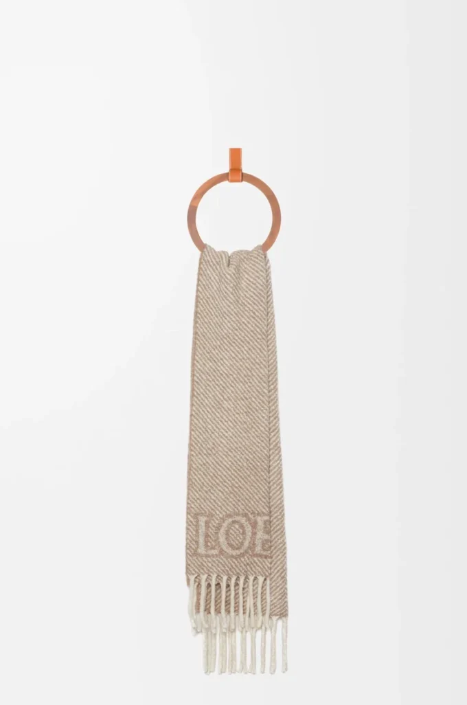 Écharpe LOEWE en mélange d&rsquo;alpaga et de laine Beige/Écru