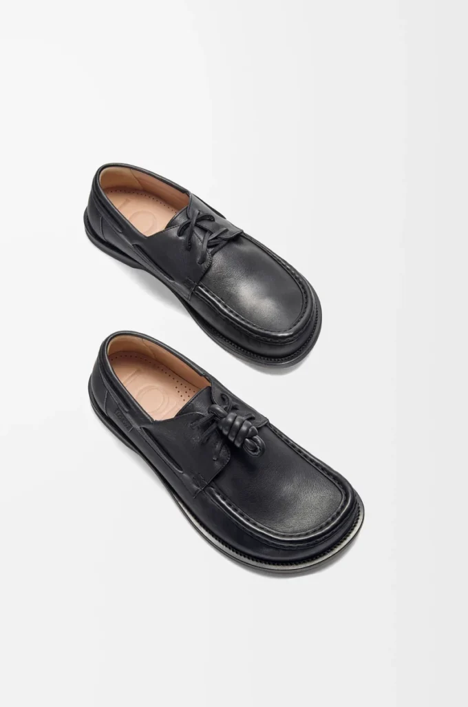 Chaussures bateau Campo en cuir de veau souple Noir