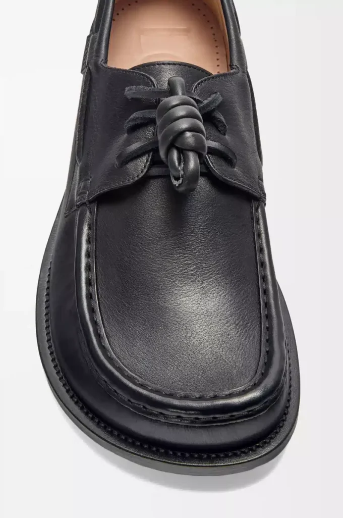 Chaussures bateau Campo en cuir de veau souple Noir