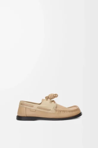 Chaussures bateau Campo en cuir de veau souple sable/cannelle